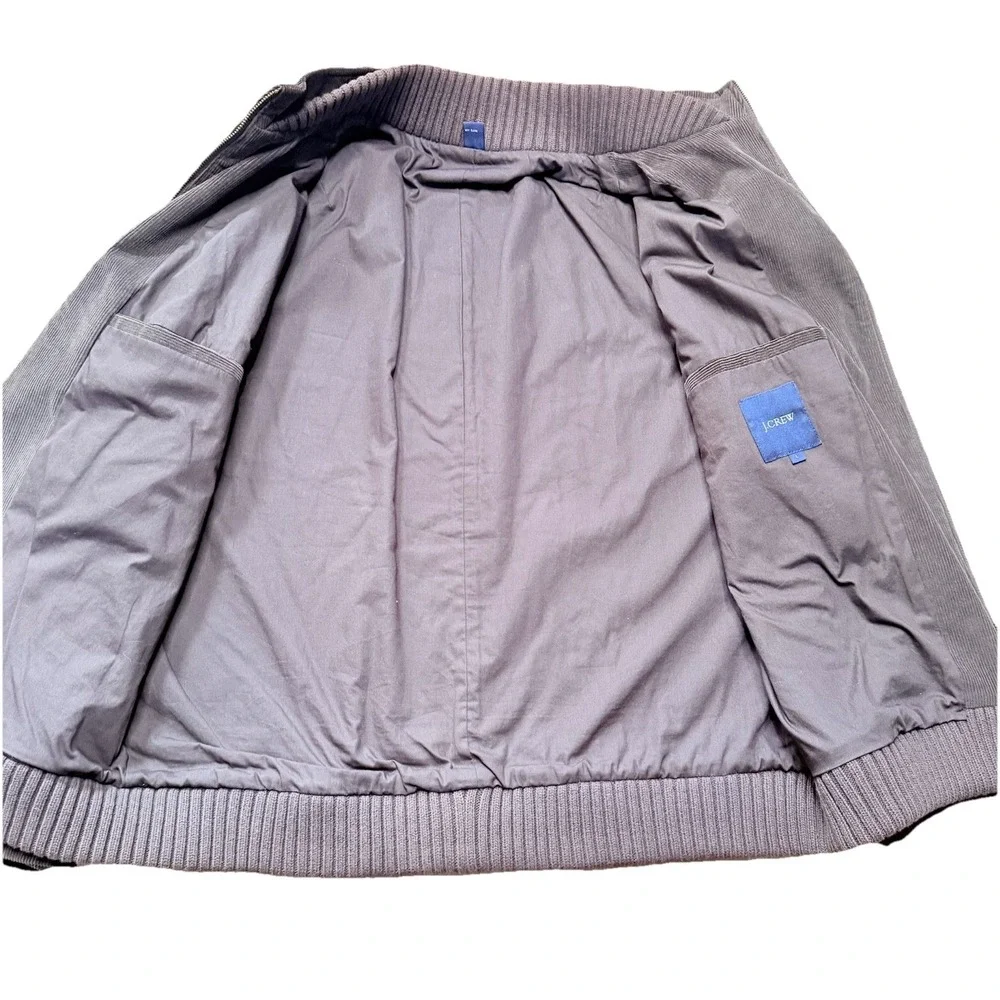 J. Crew Brown Corduroy Bomber Jacket-Coat Lining‎ 100% Cotton SZ L Sleeve Lining